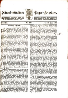 Schwabmünchner Tages-Anzeiger Donnerstag 13. Juni 1878