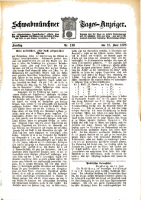 Schwabmünchner Tages-Anzeiger Samstag 15. Juni 1878