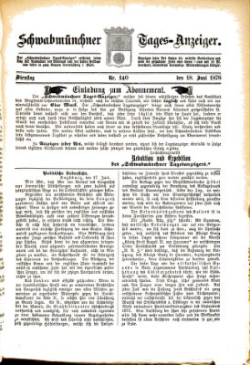 Schwabmünchner Tages-Anzeiger Dienstag 18. Juni 1878