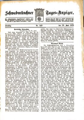 Schwabmünchner Tages-Anzeiger Samstag 29. Juni 1878