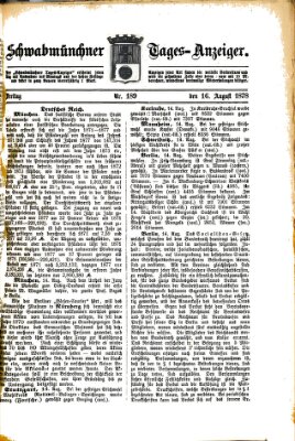 Schwabmünchner Tages-Anzeiger Freitag 16. August 1878