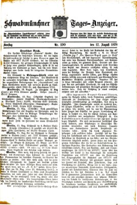 Schwabmünchner Tages-Anzeiger Samstag 17. August 1878