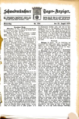 Schwabmünchner Tages-Anzeiger Donnerstag 22. August 1878