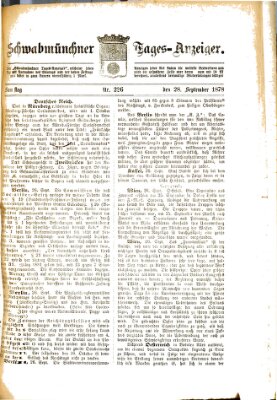 Schwabmünchner Tages-Anzeiger Samstag 28. September 1878