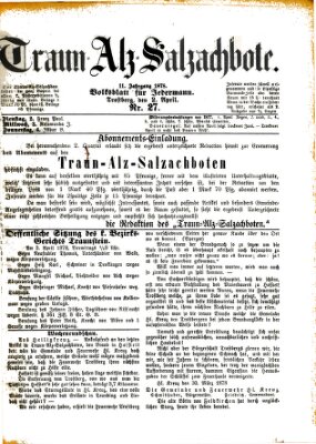 Traun-Alz-Salzachbote Dienstag 2. April 1878