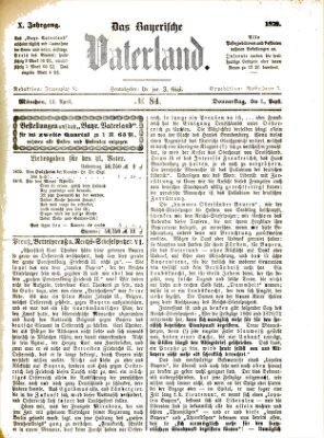 Das bayerische Vaterland Donnerstag 11. April 1878