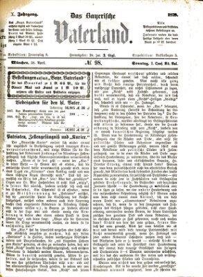 Das bayerische Vaterland Sonntag 28. April 1878