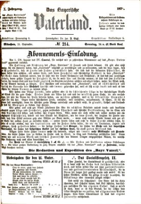 Das bayerische Vaterland Sonntag 15. September 1878