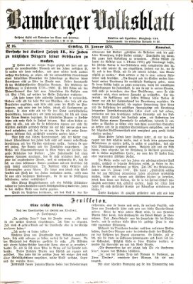 Bamberger Volksblatt Samstag 19. Januar 1878