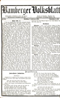 Bamberger Volksblatt Samstag 9. Februar 1878