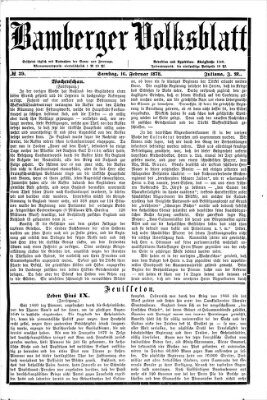 Bamberger Volksblatt Samstag 16. Februar 1878