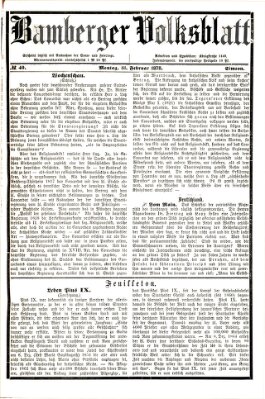 Bamberger Volksblatt Montag 18. Februar 1878