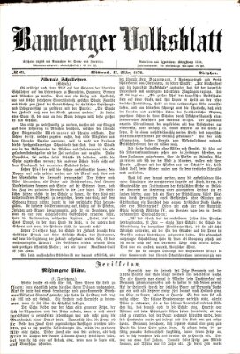 Bamberger Volksblatt Mittwoch 13. März 1878