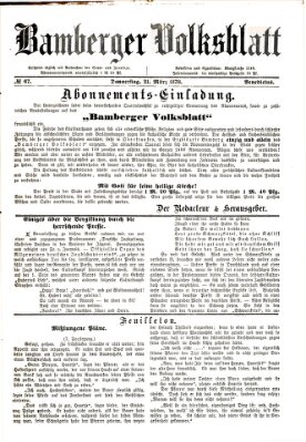 Bamberger Volksblatt Donnerstag 21. März 1878