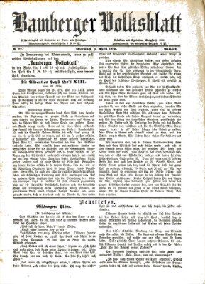 Bamberger Volksblatt Mittwoch 3. April 1878