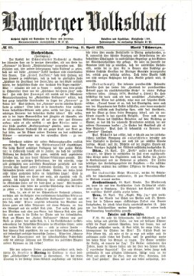 Bamberger Volksblatt Freitag 12. April 1878