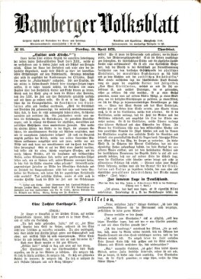 Bamberger Volksblatt Dienstag 16. April 1878