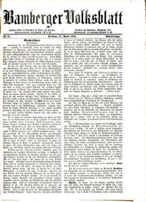 Bamberger Volksblatt Freitag 19. April 1878