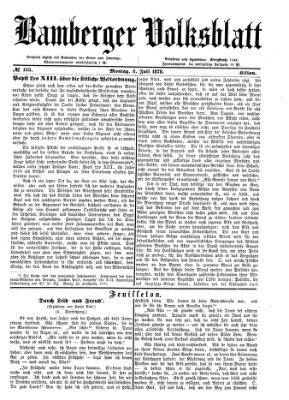 Bamberger Volksblatt Montag 8. Juli 1878