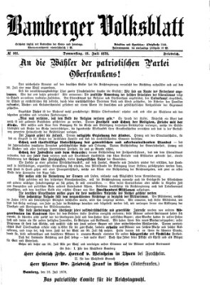 Bamberger Volksblatt Donnerstag 18. Juli 1878