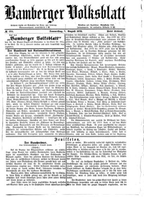 Bamberger Volksblatt Donnerstag 1. August 1878