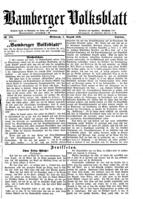 Bamberger Volksblatt Mittwoch 7. August 1878