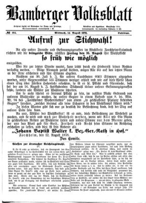 Bamberger Volksblatt Mittwoch 14. August 1878