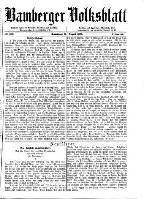 Bamberger Volksblatt Samstag 17. August 1878