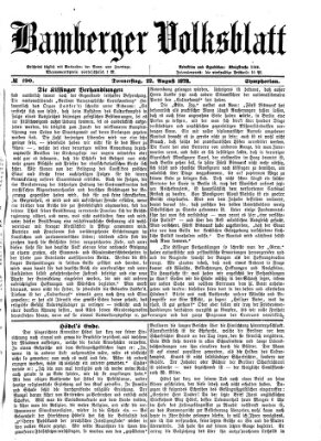 Bamberger Volksblatt Donnerstag 22. August 1878