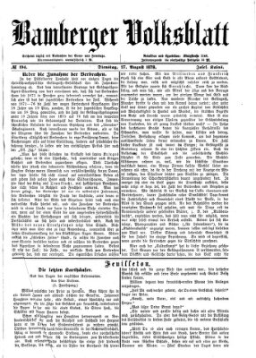 Bamberger Volksblatt Dienstag 27. August 1878