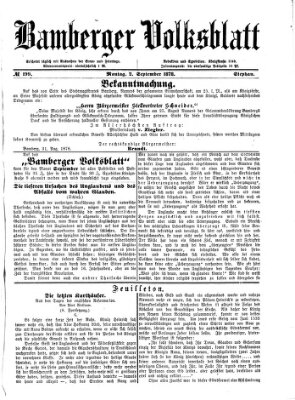 Bamberger Volksblatt Montag 2. September 1878