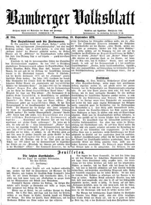 Bamberger Volksblatt Donnerstag 19. September 1878