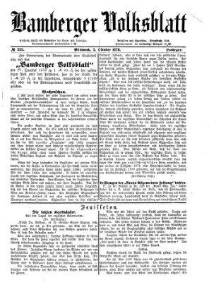 Bamberger Volksblatt Mittwoch 2. Oktober 1878