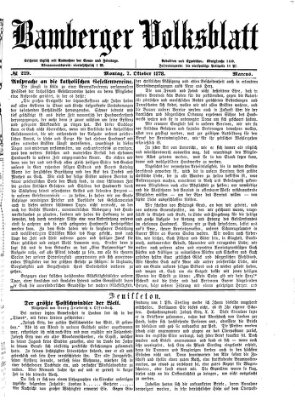 Bamberger Volksblatt Montag 7. Oktober 1878