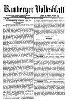 Bamberger Volksblatt Mittwoch 13. November 1878