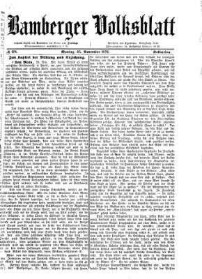 Bamberger Volksblatt Montag 25. November 1878