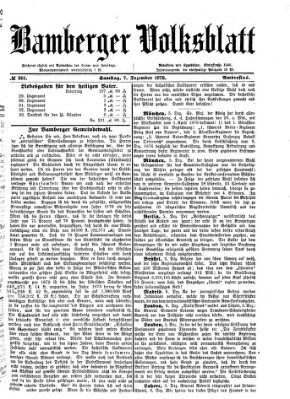 Bamberger Volksblatt Samstag 7. Dezember 1878