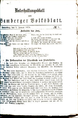 Bamberger Volksblatt. Unterhaltungsblatt zum Bamberger Volksblatt (Bamberger Volksblatt) Donnerstag 3. Januar 1878