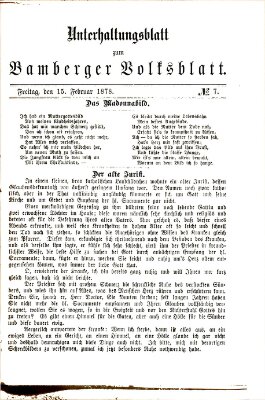 Bamberger Volksblatt. Unterhaltungsblatt zum Bamberger Volksblatt (Bamberger Volksblatt) Freitag 15. Februar 1878