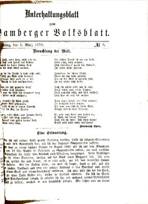 Bamberger Volksblatt. Unterhaltungsblatt zum Bamberger Volksblatt (Bamberger Volksblatt) Freitag 1. März 1878