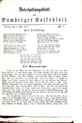 Bamberger Volksblatt. Unterhaltungsblatt zum Bamberger Volksblatt (Bamberger Volksblatt) Freitag 3. Mai 1878