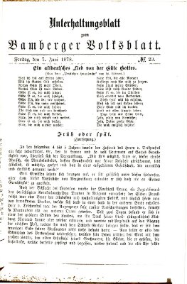 Bamberger Volksblatt. Unterhaltungsblatt zum Bamberger Volksblatt (Bamberger Volksblatt) Freitag 7. Juni 1878