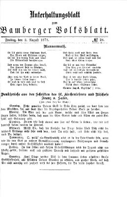 Bamberger Volksblatt. Unterhaltungsblatt zum Bamberger Volksblatt (Bamberger Volksblatt) Freitag 2. August 1878