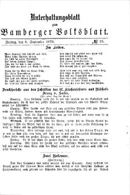 Bamberger Volksblatt. Unterhaltungsblatt zum Bamberger Volksblatt (Bamberger Volksblatt) Freitag 6. September 1878