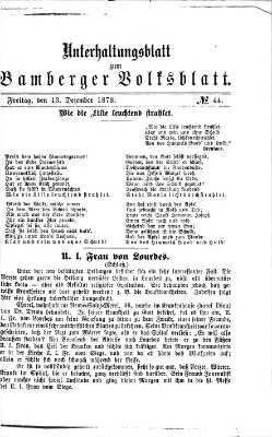 Bamberger Volksblatt. Unterhaltungsblatt zum Bamberger Volksblatt (Bamberger Volksblatt) Freitag 13. Dezember 1878