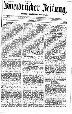 Zweibrücker Zeitung (Zweibrücker Wochenblatt) Samstag 9. Februar 1878