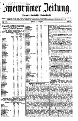 Zweibrücker Zeitung (Zweibrücker Wochenblatt) Freitag 2. August 1878