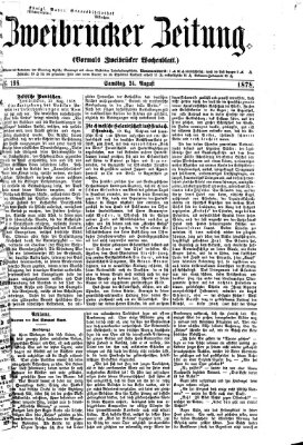 Zweibrücker Zeitung (Zweibrücker Wochenblatt) Samstag 24. August 1878