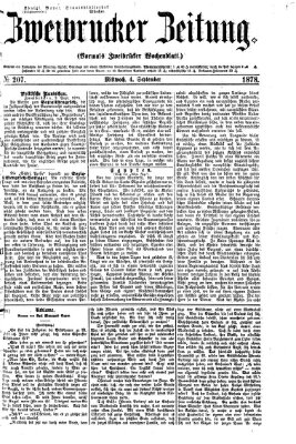 Zweibrücker Zeitung (Zweibrücker Wochenblatt) Mittwoch 4. September 1878