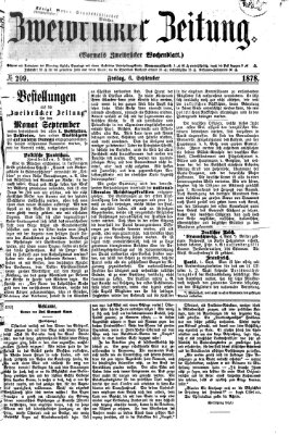 Zweibrücker Zeitung (Zweibrücker Wochenblatt) Freitag 6. September 1878